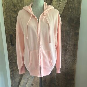 Peach Hooded Zip-Up Sweatshirt